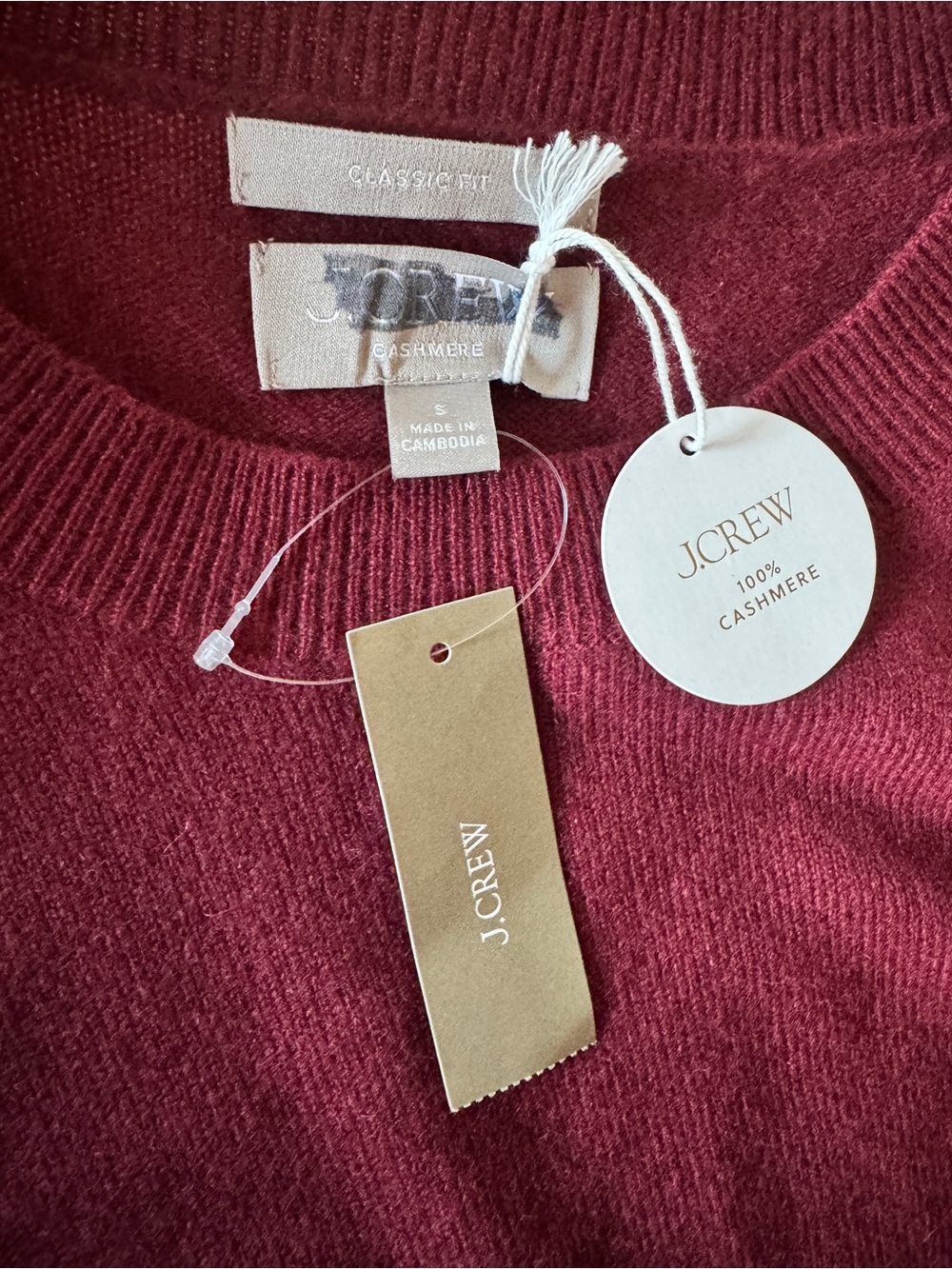 NWT! J. CREW Cashmere classic-fit crewneck sweater inky burgundy size small - Picture 11 of 12